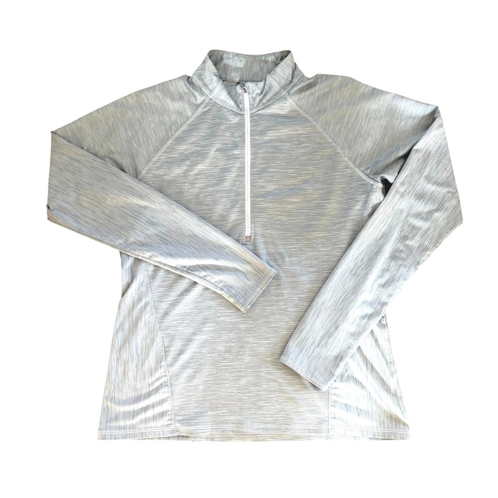 Athleta Women's L Gray Space Dye Quarter Zip Pullover Long Sleeve Active Top